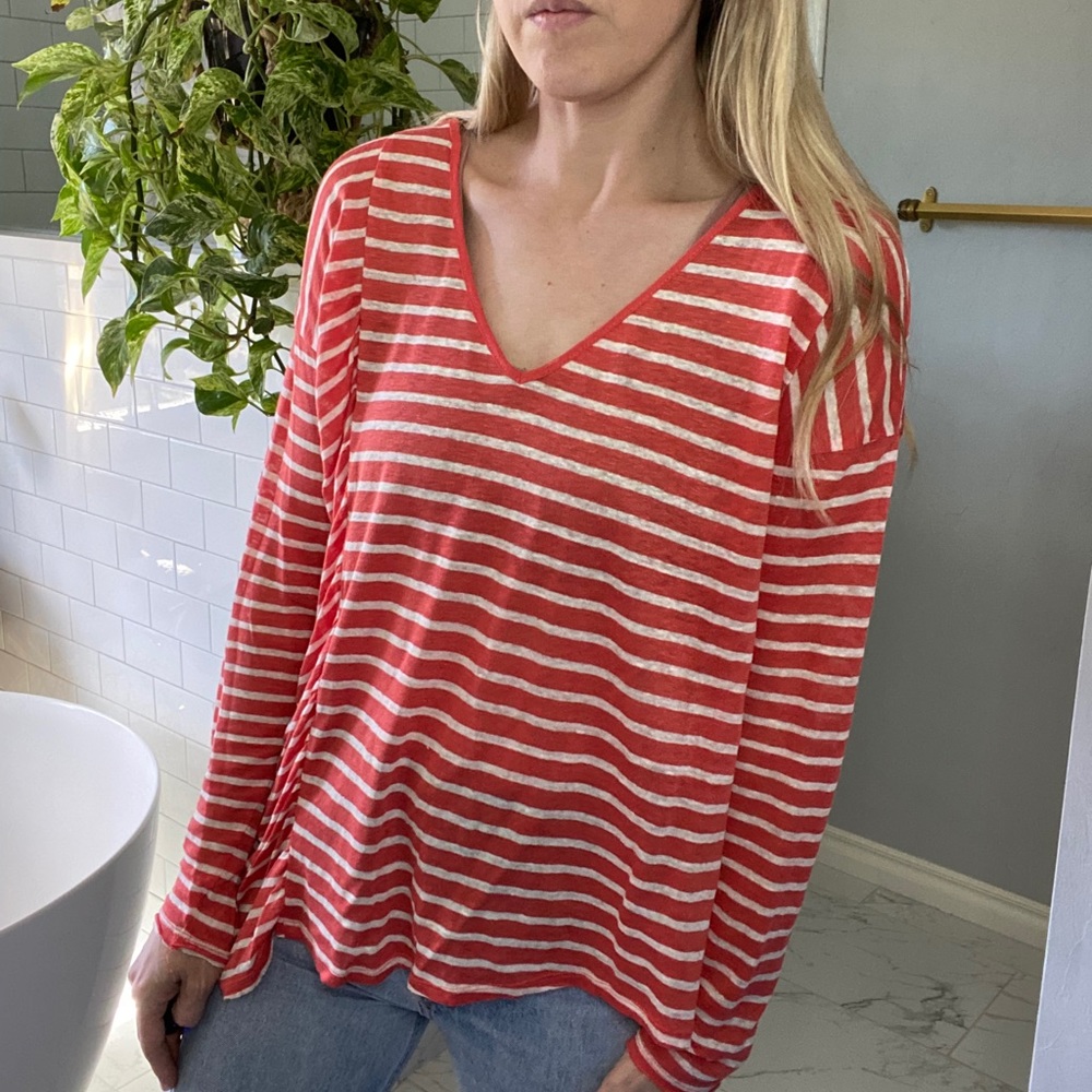 Fred and Sibel striped v neck long sleeve top